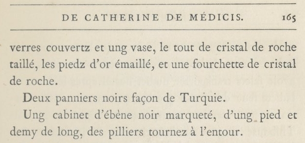 Extrait de l'inventaire de Catherine de Médicis.